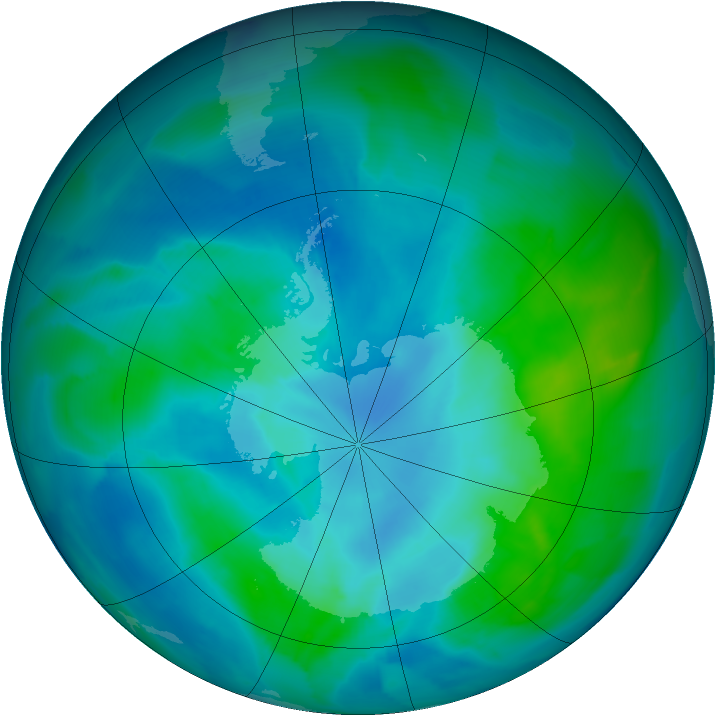 Antarctic ozone map for 27 February 2013